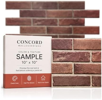 Sample 3D Faux Brick Wall Panel, Material & Finish Preview by ConcordWallcoverings