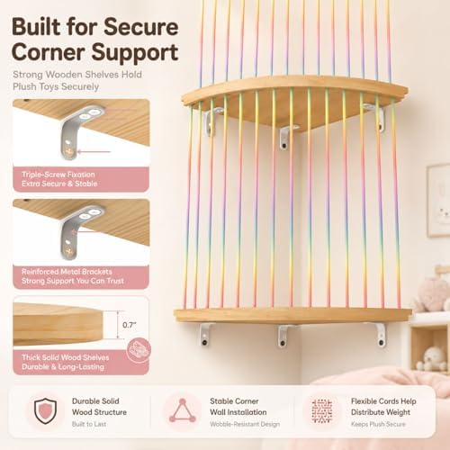 Stuffed Animal Storage Hammock, Wood Stuffed Toy Holder, Playroom Nursery Toy - Image 4