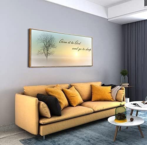 Lasdel Natural Extra Framed Canvas Wall Art of Misty Sunset & Tree Plant Picture - Image 5