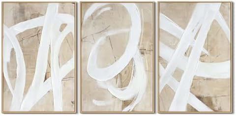 Zessonic Neutral Abstract White Brown Pastel Textured Wall Art by Zessoinc
