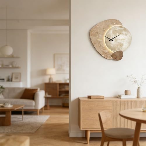 Silent Moon Wall Clock Creative Quiet Wall Clock Digital No Light Version Ready - Image 7