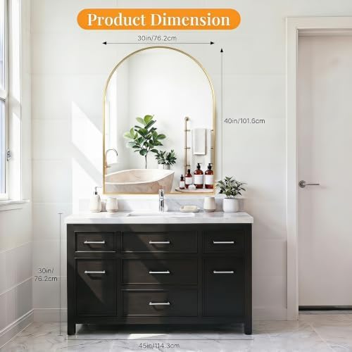 Sweetcrispy 30"x40" Arched Bathroom Mirror, Bathroom Mirrors - Image 2