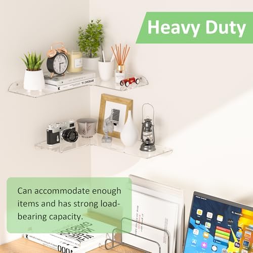 Sezanrpt 11.4x16 Inch Acrylic Corner Floating Shelf Set of 2, Security Cameras - Image 5