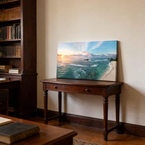 Coastal Sunset Ocean Canvas Wall Art Large Panoramic Beach Seaview Decor - Image 5