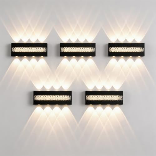 5 Pack LED Wall Sconce, 3000K Warm White IP65 by MODOAO