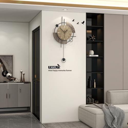 Large Modern Wall Clock with Pendulum - Image 2