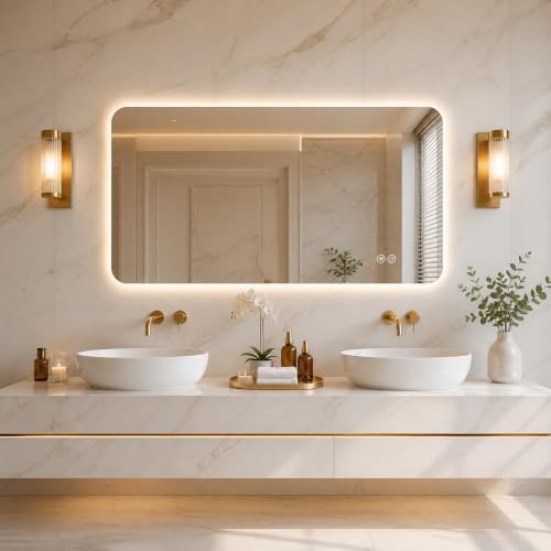 Niccy Rectangle LED Bathroom Mirrors, Backlit Vanity Wall Mirror by Niccy