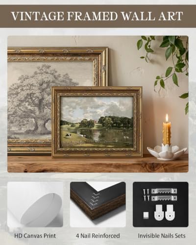 InSimSea Vintage Landscape Wall Art, Pastoral Cow Scenery Painting Prints - Image 3