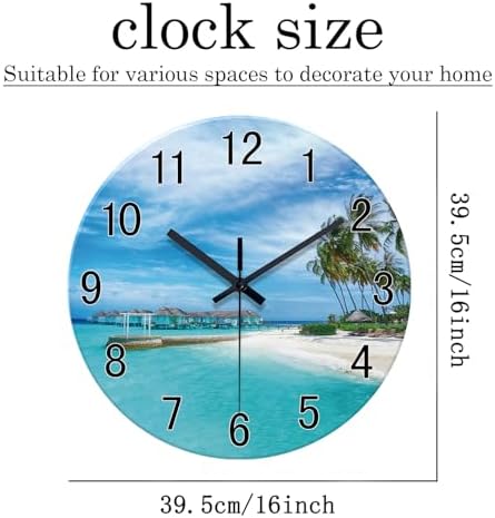 XFM Blue Beach Wall Clock 16 Inch Silent Coastal Nautical - Image 6