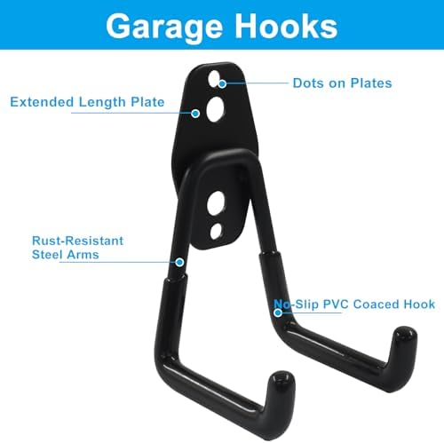 2 Pack Heavy Duty Garage Wall Hooks, Wall Mount Garage Storage Organizer - Image 3