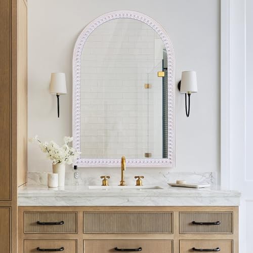 36x24 Inch Arched Mirror for Wall Decor, Wooden Arched Bathroom Mirrors - Image 6