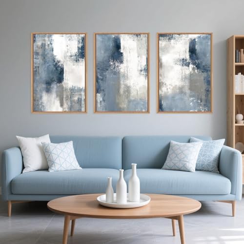 LHIUEM Large Abstract Brush Strokes Framed Canvas Wall Art Set, Modern Color - Image 2