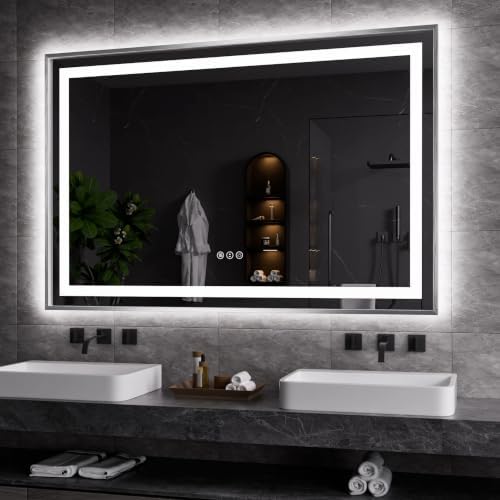 Amorho LED Bathroom Mirror 60"X40", Front Light and Backlit by Amorho