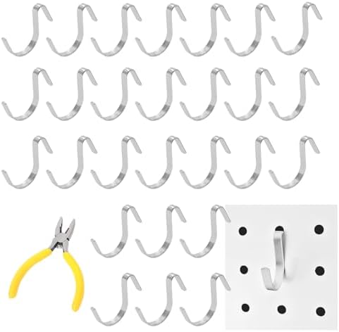 Pegboard J Hooks Silver 80pcs Peg Board Metal Tool Hangers by GCORE