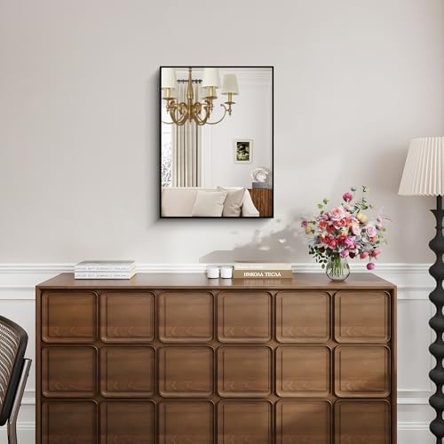 KOCUUY Black Rectangle Mirror 18"x24", Metal Framed Bathroom Mirror - Image 5