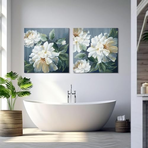 SEVEN WALL ARTS White Flower Canvas Wall Art Blooming Floral Painting Abstract - Image 3