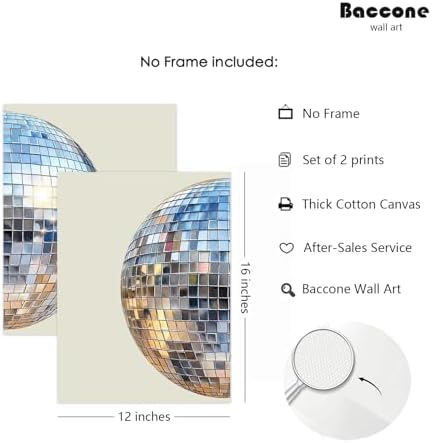 Baccone Disco Ball Wall Art Aesthetic Preppy Canvas Wall Decor Disco Ball - Image 2