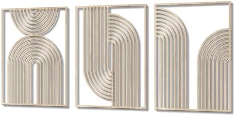 COLOR VALLEYART Set of 3 Modern Wood Wall Art Panels, Boho Geometric Design by COLORVALLEYART