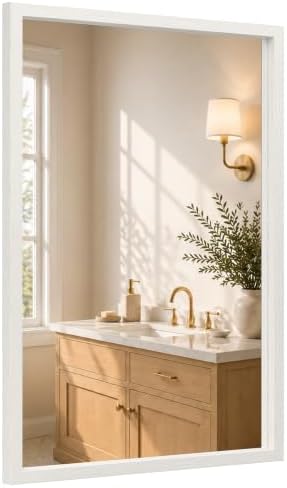24" x 36" Cream White Wall Mirror by Pocetry