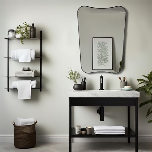 ANDY STAR 24"x32" Matte Black Mirror, Bathroom Mirror by ANDYSTAR