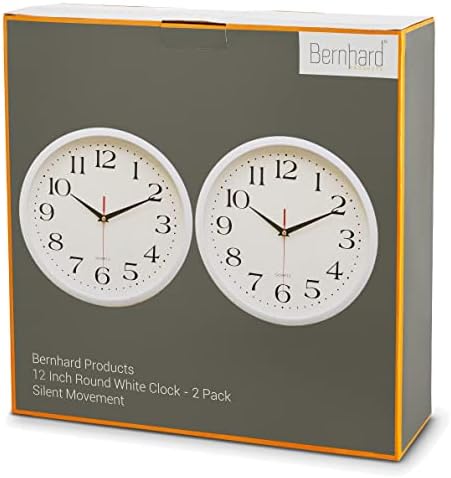 Bernhard Products White Wall Clocks, 2 Pack Silent Non Ticking - Image 5