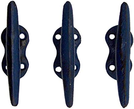 Wowser Nautical Blue Cast Iron Boat Cleat Wall Hooks, 3.5 Inches by Wowser