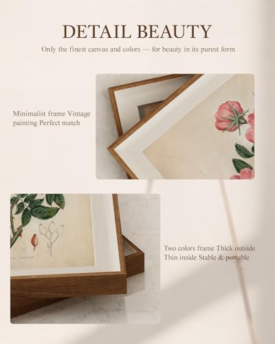 VIYYIEA Framed Retro Pink Rose Painting Botanical Wall Art Set, 8×10 Inch - Image 3