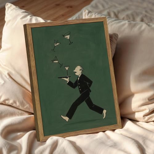Vintage Cocktail Wall Art, Funny Waiter Running - Image 2