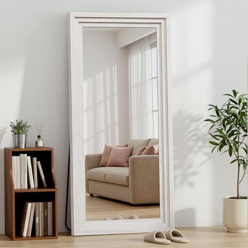 Wood Full Length Mirror 71"x30", Large Solid Wood Frame Floor Mirror by WISSMIELSHOME