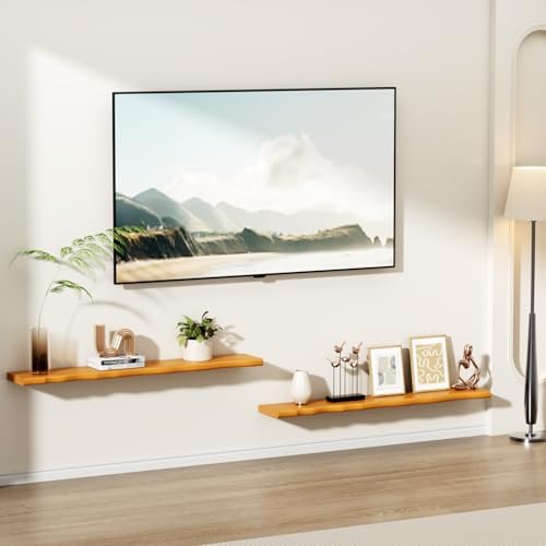 Organic Wavy Edge Floating Shelves, Hidden Brackets, 2 Pack 48 in - Image 5