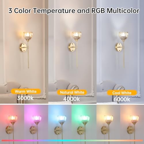 Shenmoyl Battery Operated Wall Sconce Set of 2, Amber Tulip Vintage Wall Light - Image 3