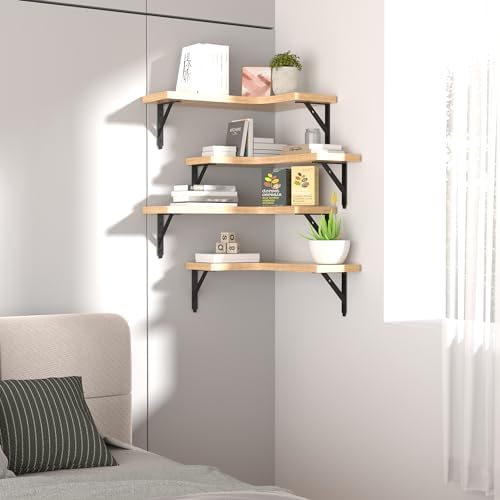 ROMGUAR CRAFT Corner Floating Shelves Wall Mounted Set of 4 - Image 7