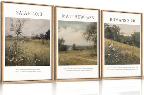 LHIUEM Large Bible Christian Scripture Framed Canvas Wall Art Set, Jesus - Image 6