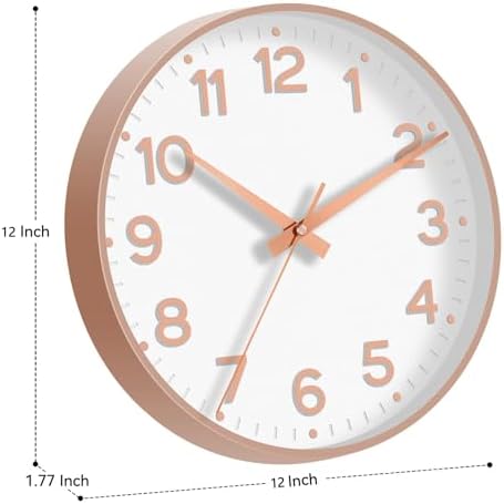 Roymnie 12 Inch Wall Clock Battery Operated Silent Non Ticking Analog - Image 3