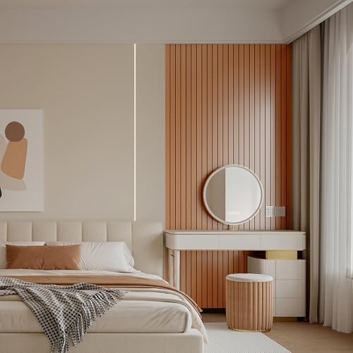 YLL YLL PVC Slat Wall Panel Peel and Stick 118"x 15.7" Faux Walnut Wood Grain - Image 5