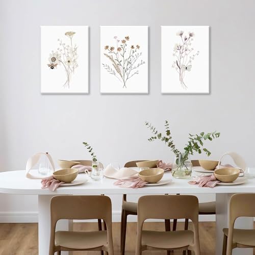 Bwodke Bee and Butterfly Floral Canvas Wall Art Set of 3, 16x24 inch - Image 2