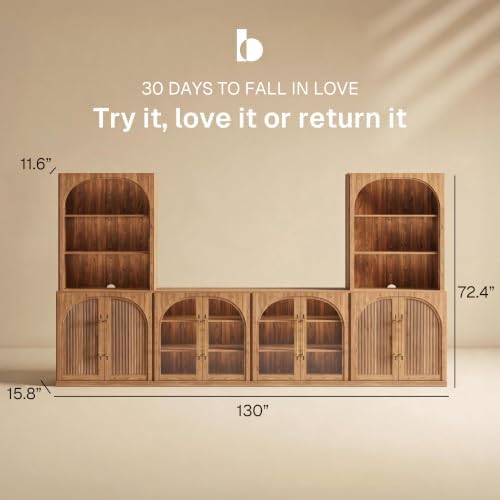 BELLEZE Jagger 130" Wall Unit 6-Piece Modular TV Stand - Image 2