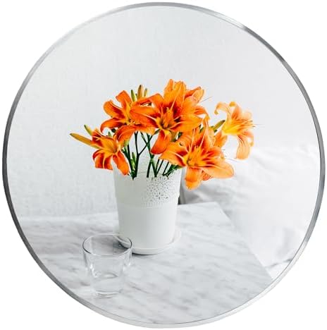 Oruii Small Round Mirror, 16 inch Silver Circle Mirror by OruiiMirror
