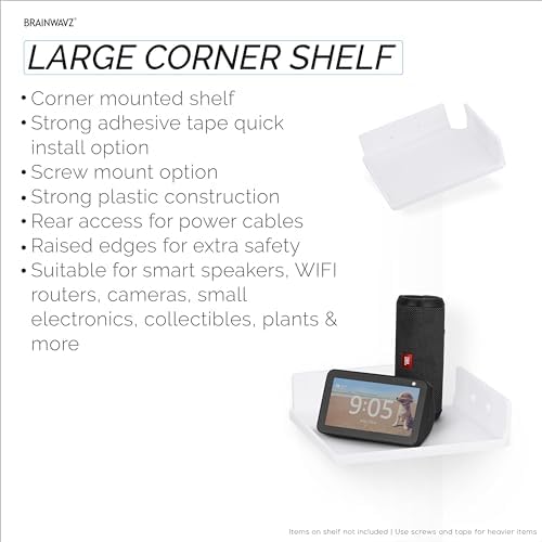 9" Small Corner Shelf Mount, Adhesive & Screw in, - Image 6