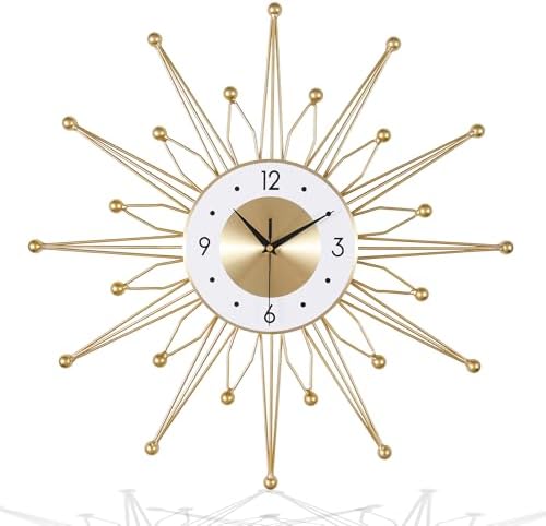 Lafocuse 23 inch Metal Large Gold Starburst Wall Clock Mid Century Art Deco - Image 5