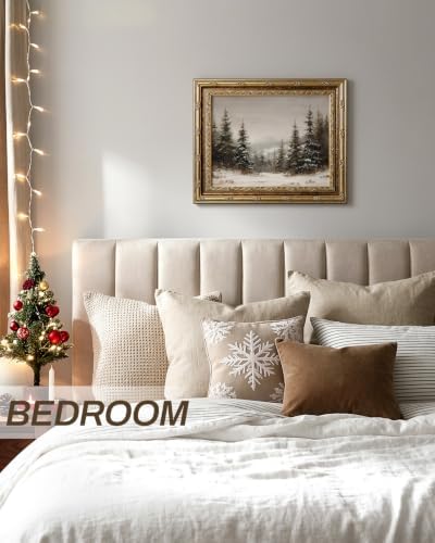 InSimSea Gold Framed Snowy Forest Wall Art, Winter Canvas Painting, 13x16 In - Image 4