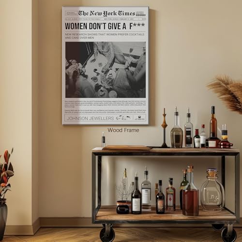 Vintage Black And White Wall Art 20x30in Wooden Framed Trendy Girly Newspaper - Image 4