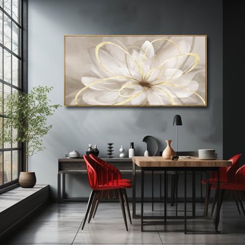 SOUGUAN Gold Flowers Canvas Wall Art Abstract Line Wall Decorations - Image 4
