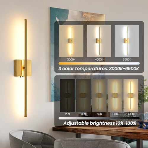 Rechargeable Battery Operated Wall Sconces, 11000mAh Wireless Brushed Gold Wall - Image 4