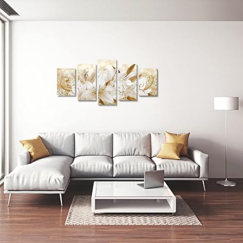 LUDUHU Golden Orchid Flowers Canvas Print - Image 5