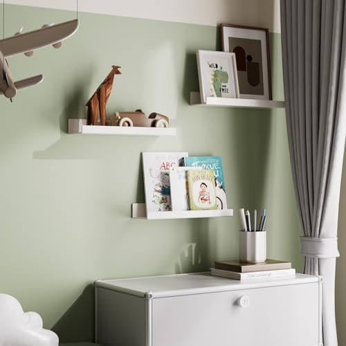 2 Pack Acrylic Shelves for Wall, 15 Inch White Adhesive Floating Shelf - Image 6