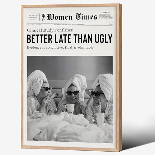 Vintage Black And White Newspaper Wall Art 20x30in Wood Grain Frame Trendy by Unknown