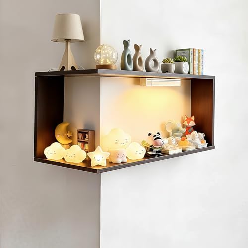 Ebrima Floating Corner Shelf, Wooden Wall Mounted Corner Display Shelf - Image 6