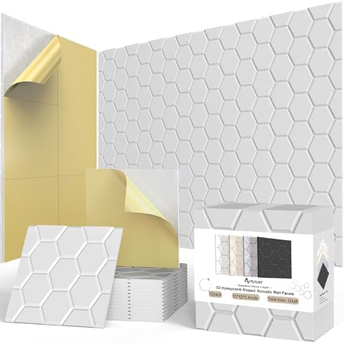 ArtVivid 12 Pack Acoustic Panels, Hexagon Sound Proof Foam Panels by ArtVivid