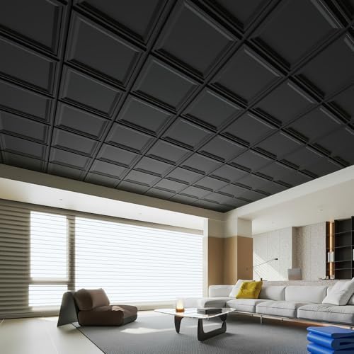 WOWSTAR 12-Pack 24"x24" Drop Ceiling Tiles, Waterproof Glue up Ceiling Panels - Image 7